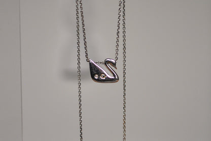 Stunning Swarovski Crystal Swan Necklace - 20 Inches - Silverplated Crystal Swan Necklace by Swarovski