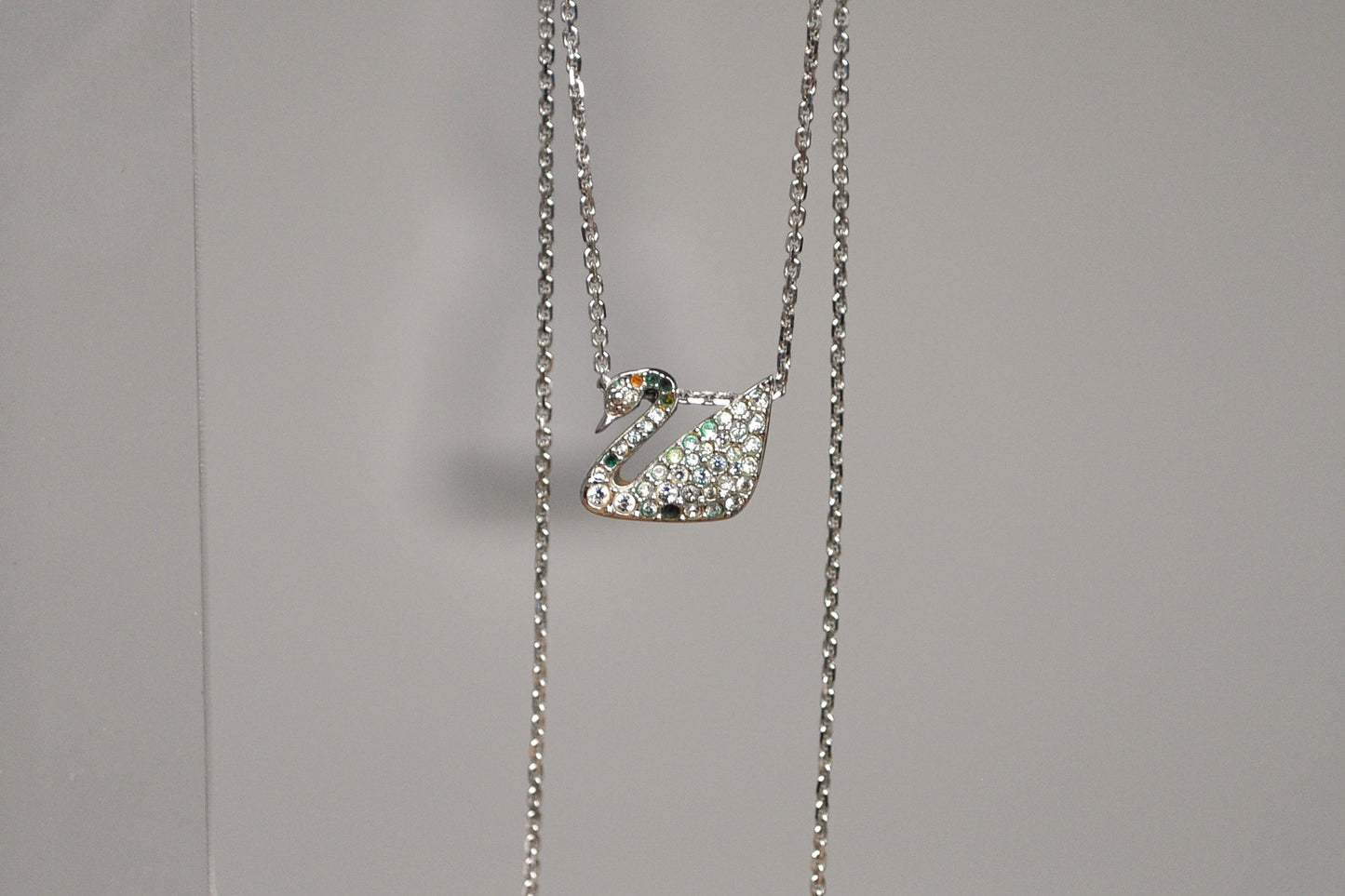 Stunning Swarovski Crystal Swan Necklace - 20 Inches - Silverplated Crystal Swan Necklace by Swarovski