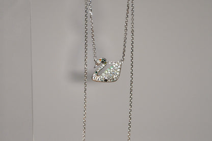 Stunning Swarovski Crystal Swan Necklace - 20 Inches - Silverplated Crystal Swan Necklace by Swarovski