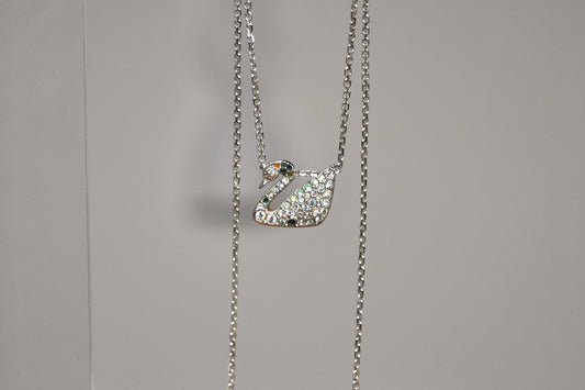 Stunning Swarovski Crystal Swan Necklace - 20 Inches - Silverplated Crystal Swan Necklace by Swarovski