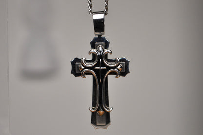 Chunky Crucible Stainless Steel Crucifix Biker Necklace - Crucible Crucifix Necklace - Heavy Biker Cross Necklace