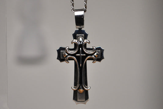 Chunky Crucible Stainless Steel Crucifix Biker Necklace - Crucible Crucifix Necklace - Heavy Biker Cross Necklace