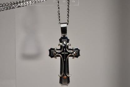 Chunky Crucible Stainless Steel Crucifix Biker Necklace - Crucible Crucifix Necklace - Heavy Biker Cross Necklace