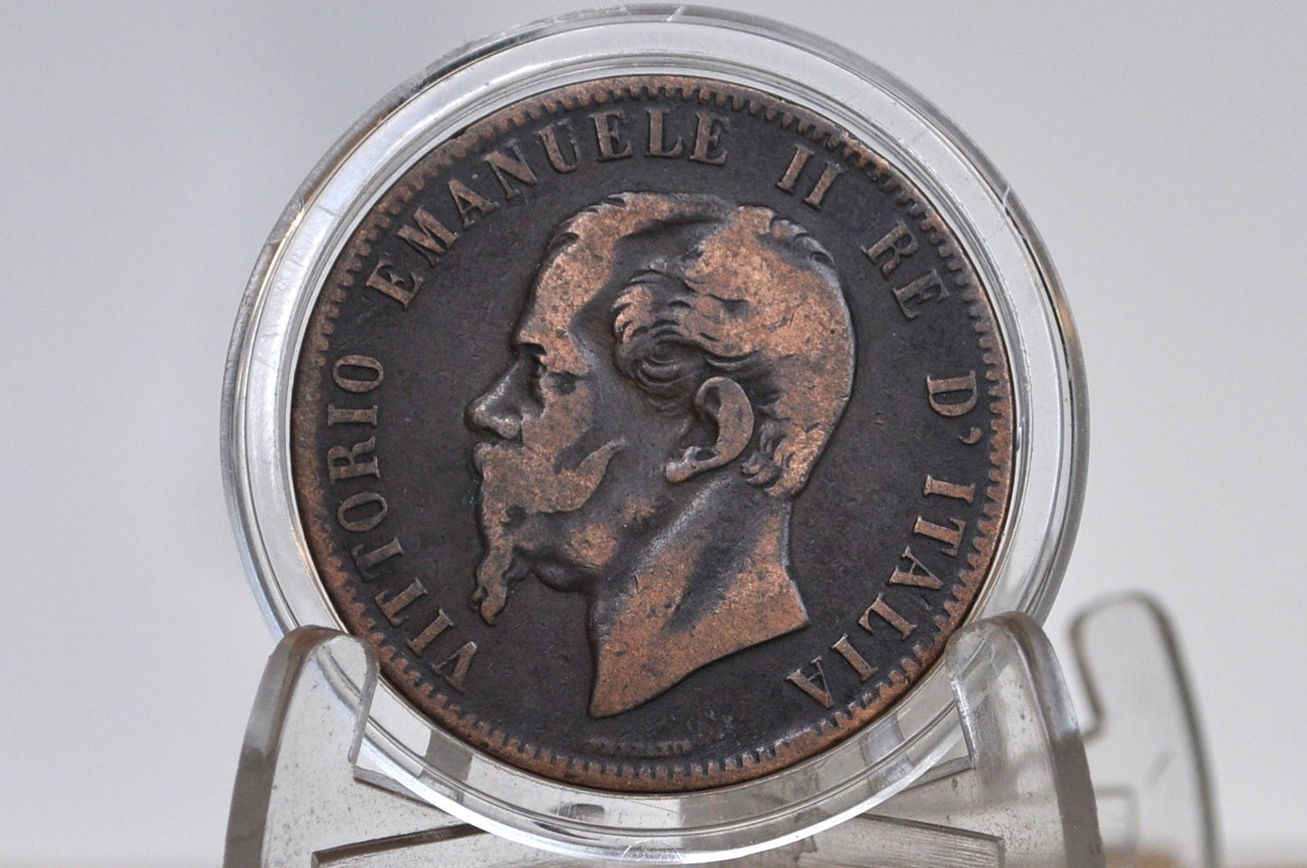 1866 Italian 10 Centesimi - Great Condition - 1866 10 Cent Coin Italy - Vittorio Emanuele II - Copper