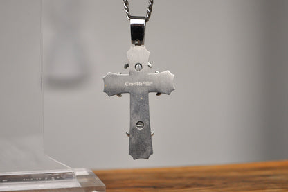 Chunky Crucible Stainless Steel Crucifix Biker Necklace - Crucible Crucifix Necklace - Heavy Biker Cross Necklace