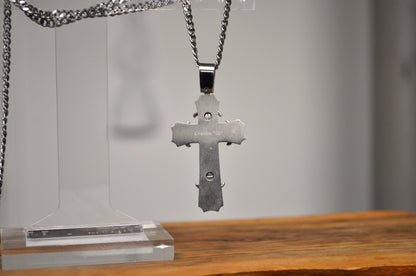Chunky Crucible Stainless Steel Crucifix Biker Necklace - Crucible Crucifix Necklace - Heavy Biker Cross Necklace