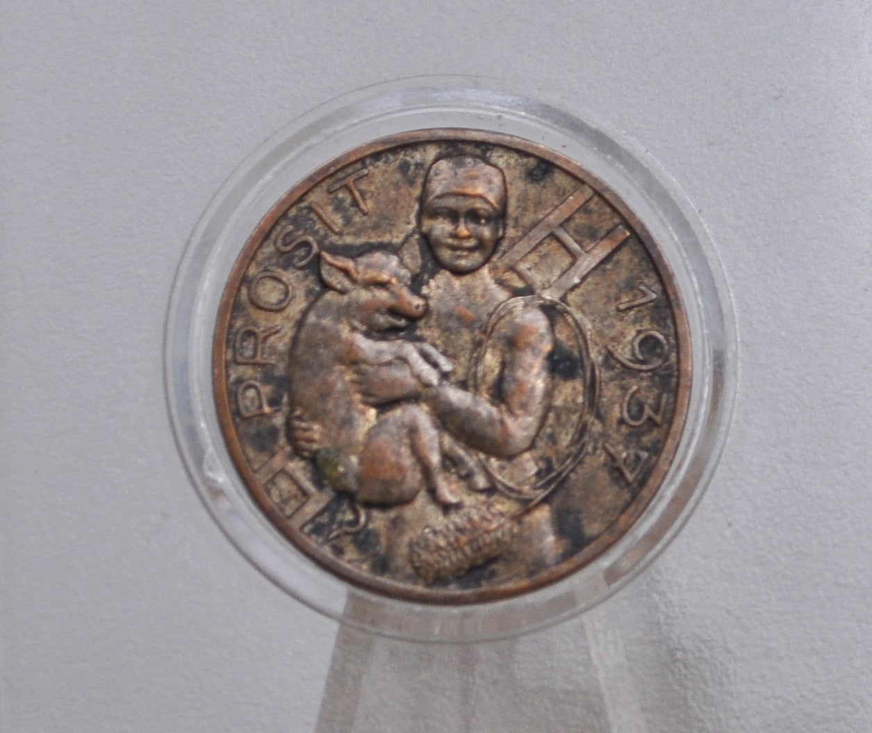 1937 Austrian Good Luck Token - Pig and Clover Austrian Good Luck Token 1937