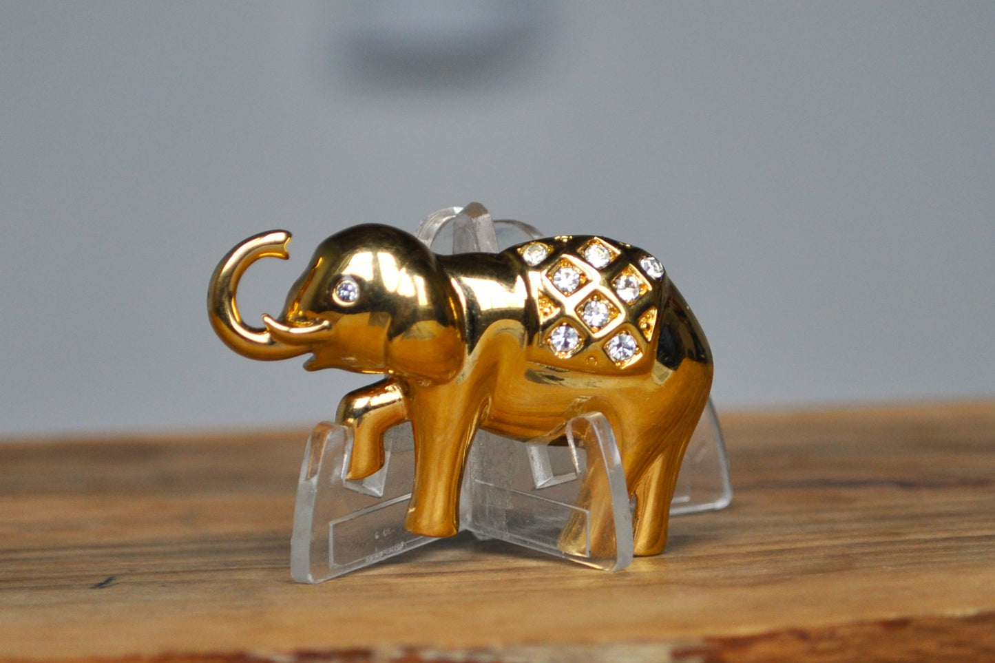 Cute Monet Gold Tone Circus Elephant Rhinestone Brooch - Monet Circus Elephant Brooch - Gold Toned Circus Elephant with Rhinestones