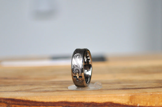 Beautiful Titanium Hollow Cross Cutout Floral Design Faith Ring - Size 7.5 - Titanium Cross Cutout Faith Ring - Cross Faith Ring