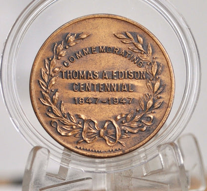1847-1947 Thomas A. Edison Centennial Bronze Medal - Commemorative Centennial Bronze Medal Honoring Thomas A. Edison