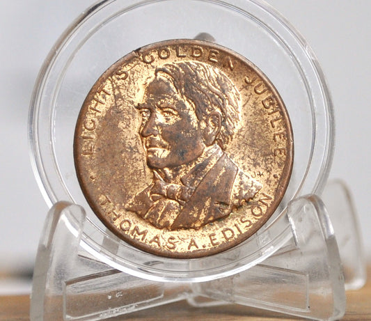 1879-1929 Thomas A. Edison Lights Golden Jubilee - Thomas Edison "Dedicated To Better Vision" Commemorative Token