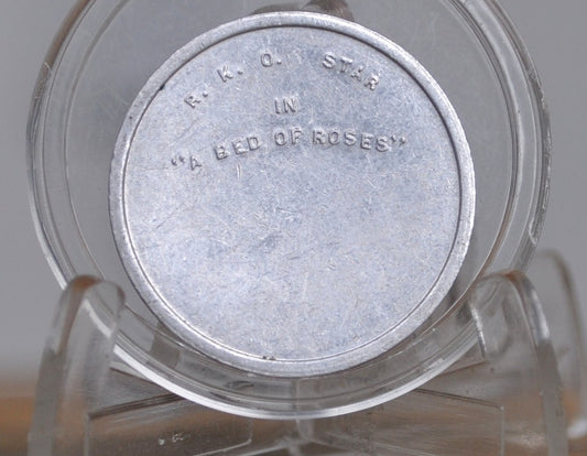 Constance Bennett R.K.O. "A Bed Of Roses" Promo Token - 1930s Movie Promotional Token Starring Constance Bennett