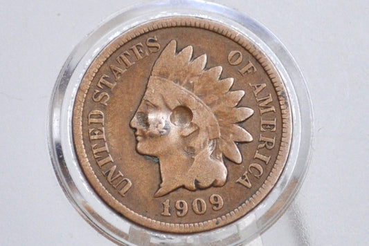 1909-S Indian Head Penny - Very Rare, Key Date - Discounted, Damaged - 1909 S US One Penny - 1909 S Mint Indian Head Cent 1909 S Mark