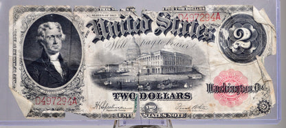 1917 2 Dollar Legal Tender Note - VG (Very Good) - Speelman/White - Bracelet Reverse - 1917 Horse Blanket Two Dollar Banknote - Fr.60