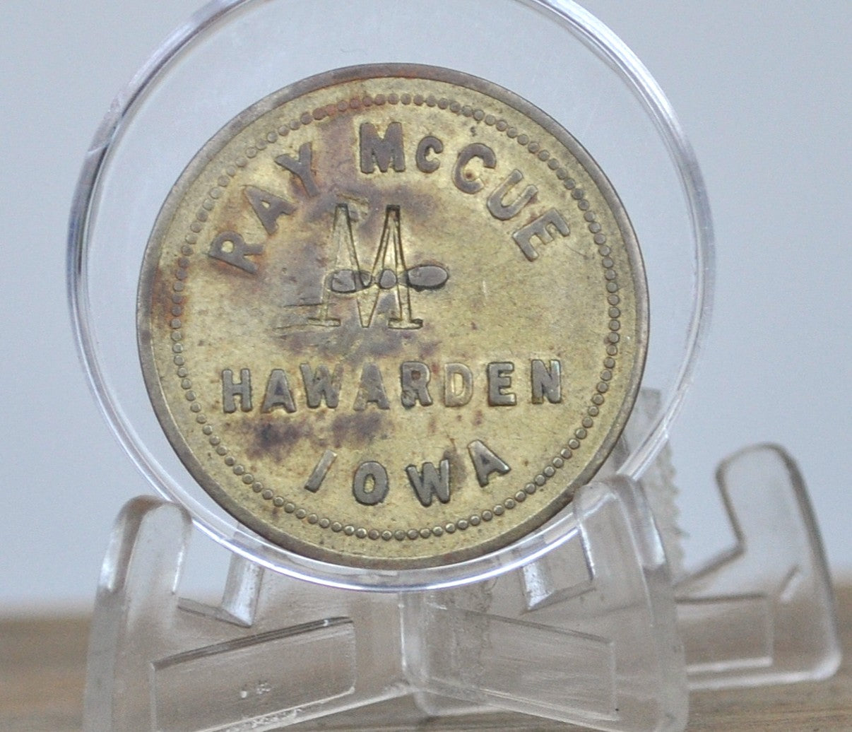 Ray McCue 25-cent Trade Token Hawarden, Iowa - Ray McCues Billiard Hall/Grocery Store Twenty-Five Cent Trade Token