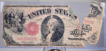 1917 1 Dollar Bill Legal Tender Note - Cull Grade - Teehee/Burke Signatures - 1917 Horse Blanket 1 Dollar Large Note - Fr#36 / Fr.36