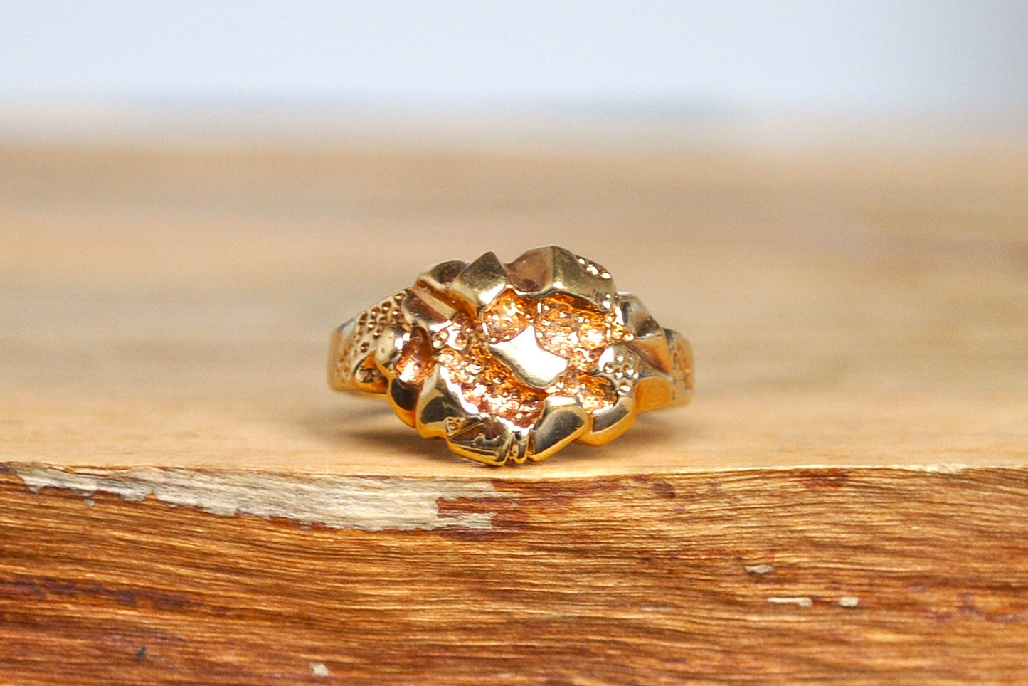 Stunning Faux Gold Nugget Ring - Size 6 - Faux Gold Rings - Korean Faux Gold Ring - Gold Nugget Ring