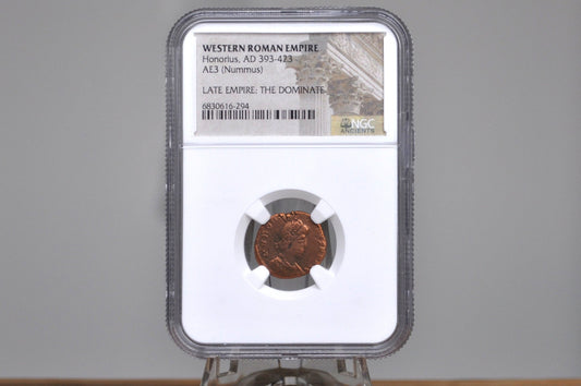 Ancient Western Roman Empire Horonius 393-423 AD AE3 (Nummus) - Late Empire - Ancient Coins - NGC Certified, Great Condition - (Copy)