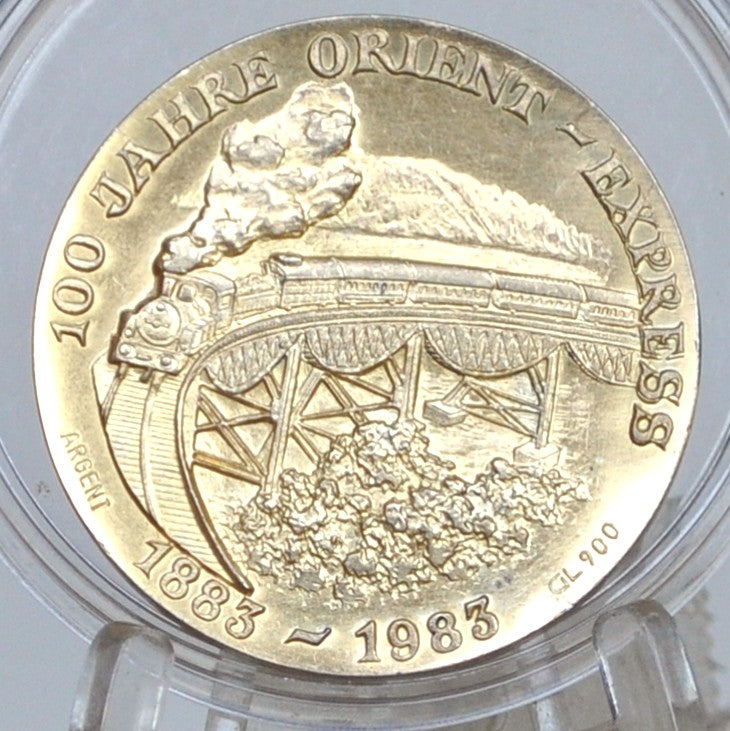 100 Jahre Orient Express 1883-1983 - 100 Years of the Orient Express Commemorative Medal - 1883-1983 Scenic Train Interior and Exterior Orient Express Keepsake Memorabilia