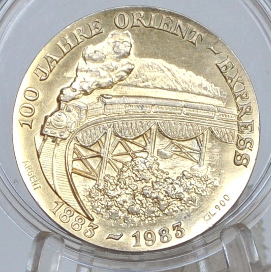 100 Jahre Orient Express 1883-1983 - 100 Years of the Orient Express Commemorative Medal - 1883-1983 Scenic Train Interior and Exterior Orient Express Keepsake Memorabilia