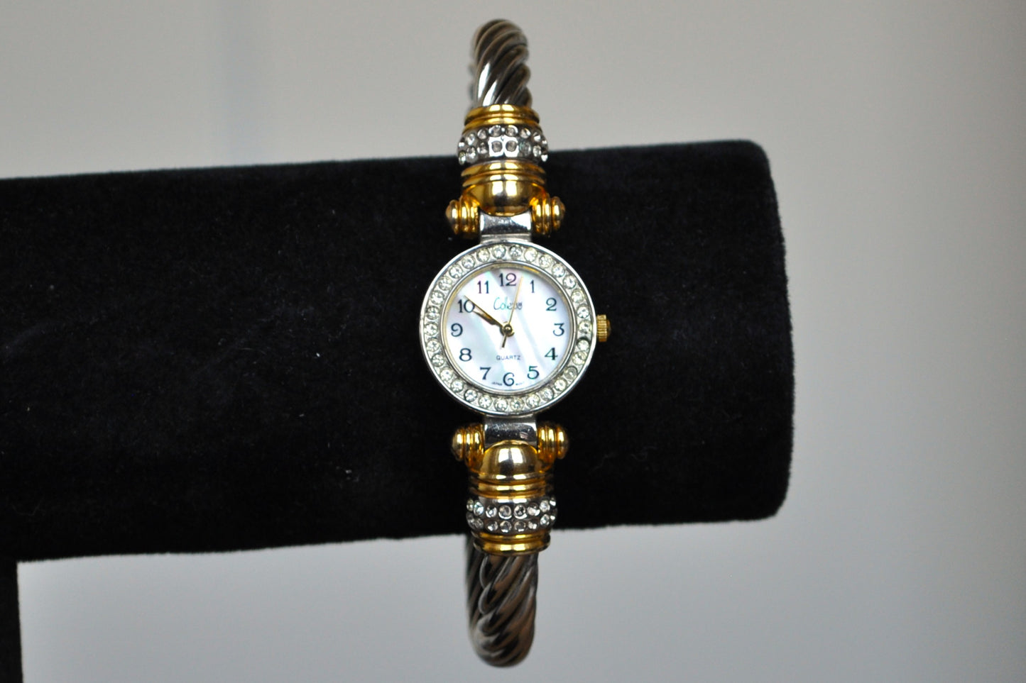 Sparkling Collezio Gold & Silver Tone Coiled Cuff Watch - Twisted Cuff Wrist Trap Watch - Working!