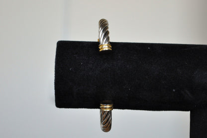 Sparkling Collezio Gold & Silver Tone Coiled Cuff Watch - Twisted Cuff Wrist Trap Watch - Working!