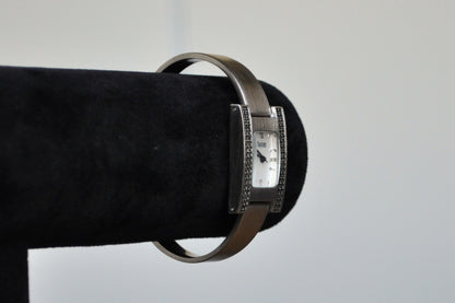 Studded Kristine Analog Silver Tone Cuff Watch - Half Cuff Link Watch - Japan Movement - Stainless Steel Back - Working!