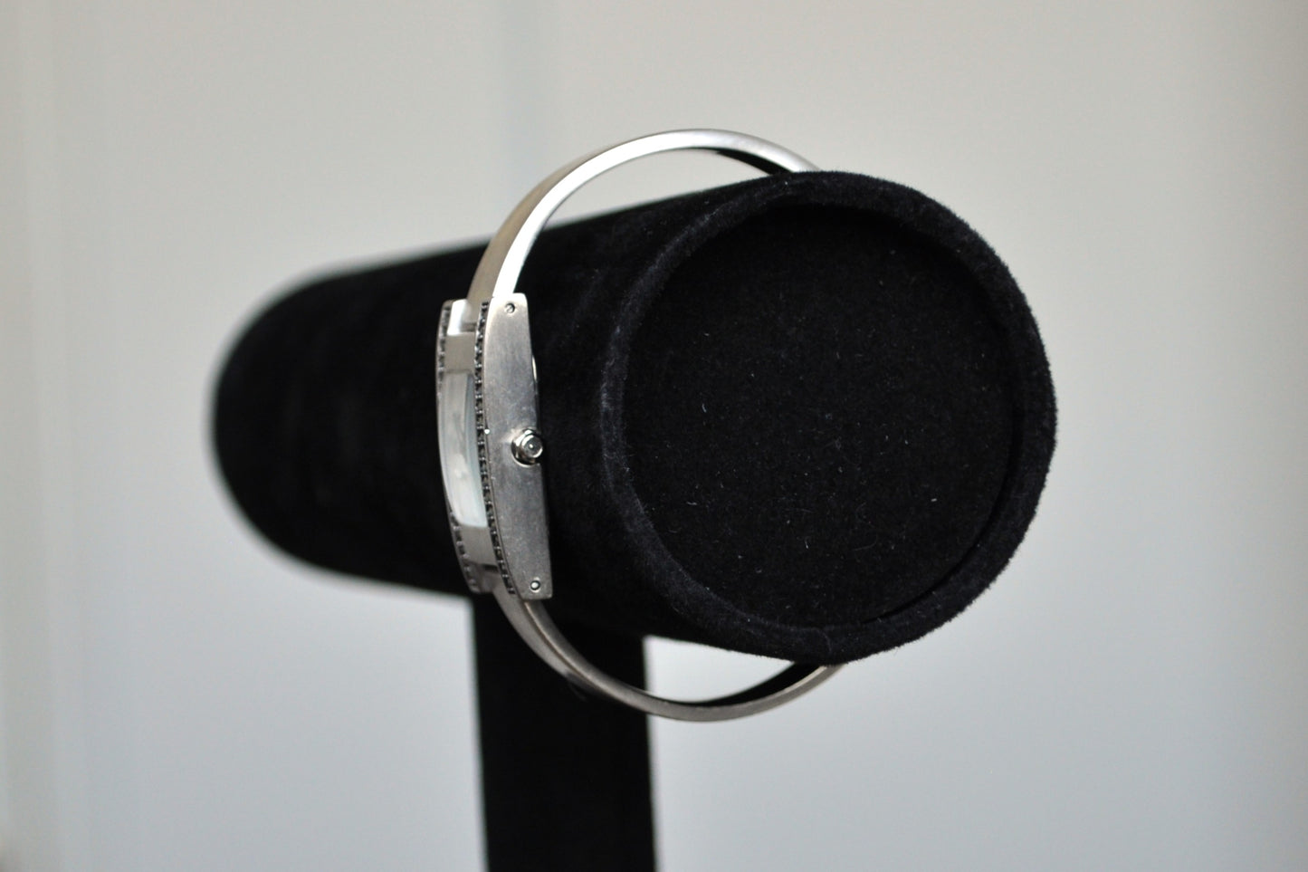 Studded Kristine Analog Silver Tone Cuff Watch - Half Cuff Link Watch - Japan Movement - Stainless Steel Back - Working!