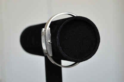 Studded Kristine Analog Silver Tone Cuff Watch - Half Cuff Link Watch - Japan Movement - Stainless Steel Back - Working!