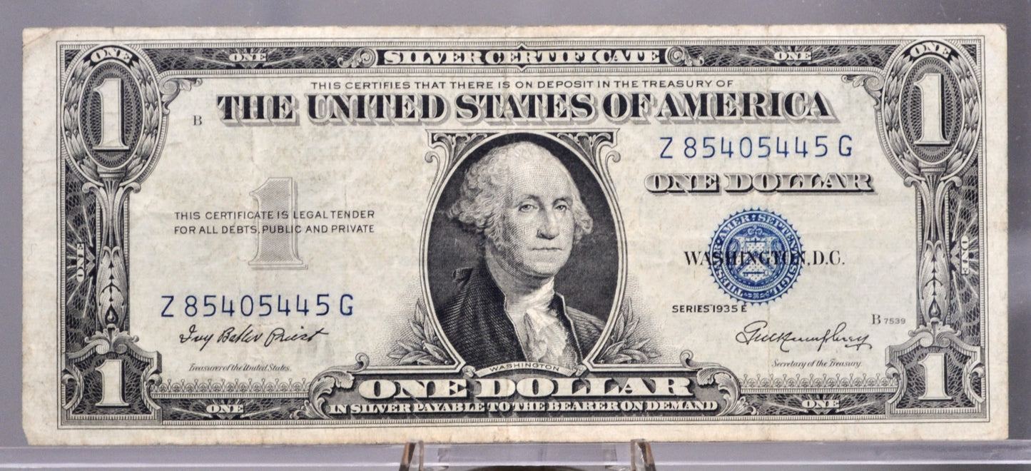 1935 E Silver Certificate 1 Dollar Note - Fancy Trinary Serial Number - 85405445 - 1935E One Dollar Blue Seal Fancy Serial Note - Fr#1614