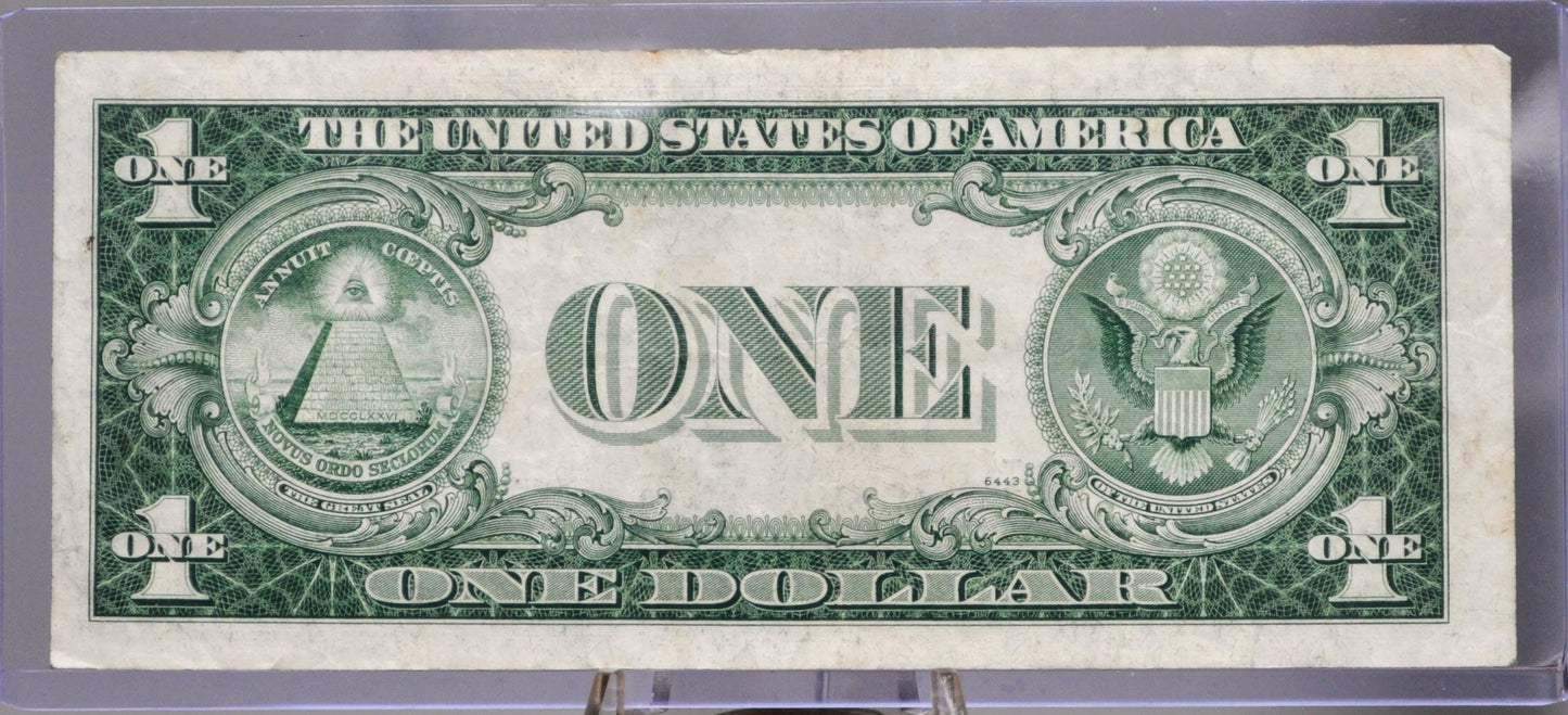 1935 F Silver Certificate 1 Dollar Banknote - Fancy Pattern Serial Number - 1935F Blue Seal Silver Cert Fancy Serial Note - Fr. 1615