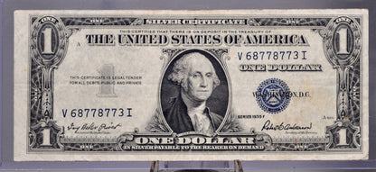 1935 F Silver Certificate 1 Dollar Banknote - Fancy Pattern Serial Number - 1935F Blue Seal Silver Cert Fancy Serial Note - Fr. 1615