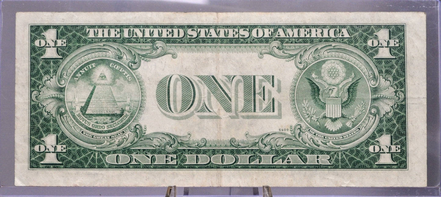 1935 F Silver Certificate 1 Dollar Banknote - Fancy Pattern Serial Number - 1935F Blue Seal Silver Cert Fancy Serial Note - Fr. 1615