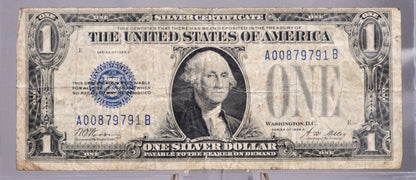 1928-A 1 Dollar Silver Certificate - Low Serial Number - Funny Back Note, A-B Block - 1928A One Dollar Silver Certificate - Fr#1601
