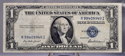 1935 F Silver Certificate 1 Dollar Banknote - Fancy Radar Serial Number - 1935F Blue Seal Silver Cert Fancy Serial Note - Fr. 1615