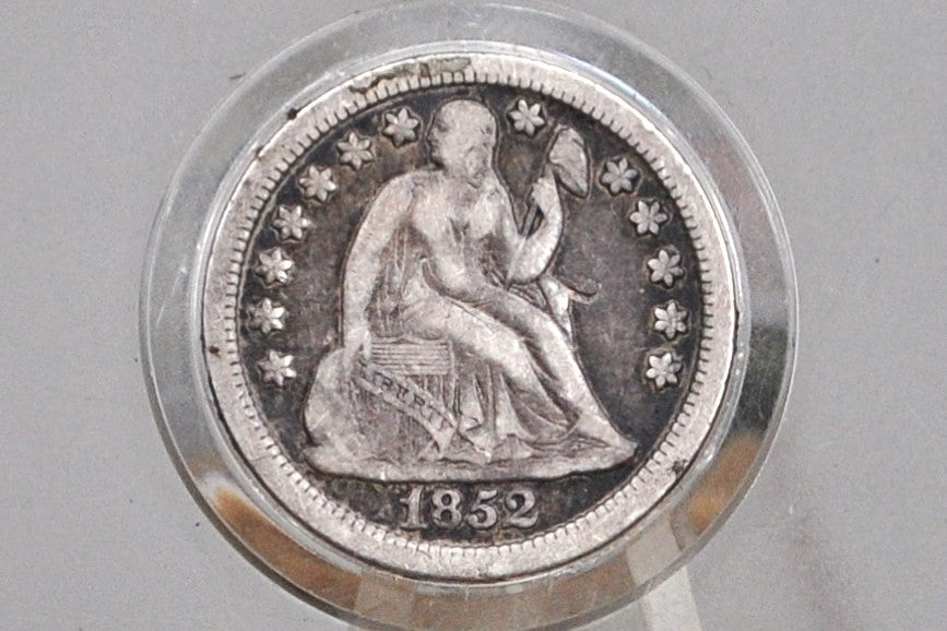 1852 Seated Liberty Dime - Fine - 1852 Silver Dime / 1852 Liberty Seated Dime 1852