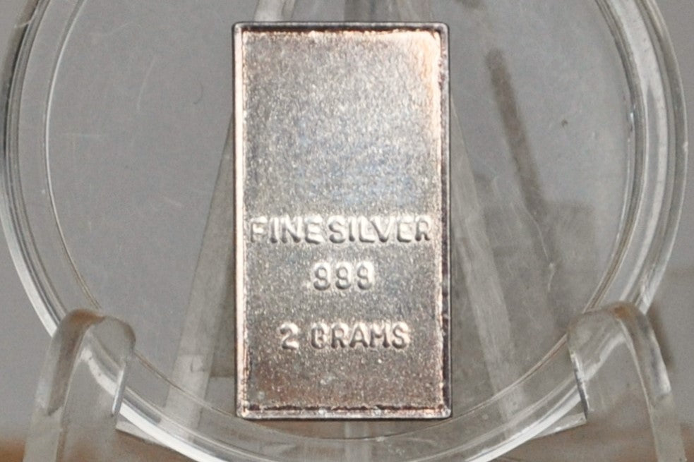 Silver Playing Card, 2 Gram Silver Bar - Collectible Vintage .999 Fine Silver Ace of Hearts Playing Card Silver Bar