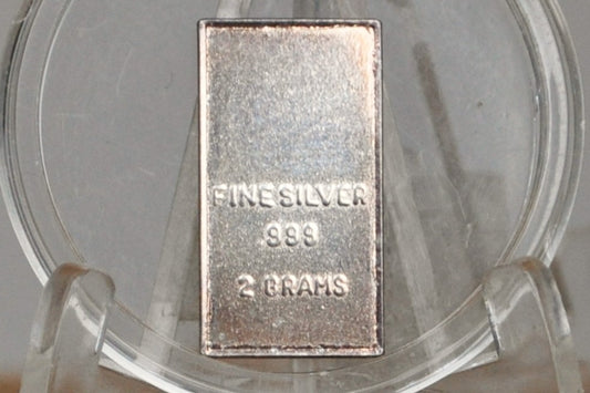 Silver Playing Card, 2 Gram Silver Bar - Collectible Vintage .999 Fine Silver Ace of Hearts Playing Card Silver Bar