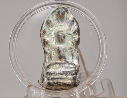 Naga 7 Headed Snake Nak Prok Metal Mediation Keepsake - Thailand Lanna Metal Naga Miniature Statue - Buddhist Siam Wat Nak Prok Temple - Phra Nakprok Statue