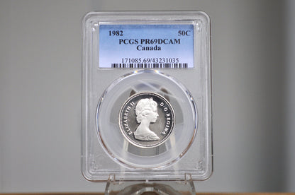 1982 Canadian Half Dollar - Graded PR69 Deep Cameo Proof - 50 Cent Canada 1982 - Queen Elizabeth II -