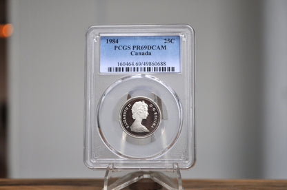 1984 Canadian Quarter Dollar - Graded PR69 Deep Cameo Proof - 25 Cent Canada 1984 - Queen Elizabeth II -