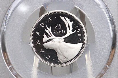 1984 Canadian Quarter Dollar - Graded PR69 Deep Cameo Proof - 25 Cent Canada 1984 - Queen Elizabeth II -