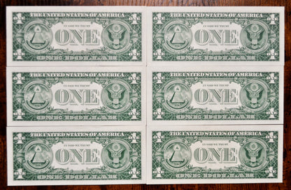 1957 A Silver Certificate 1 Dollar Notes Set - Uncirculated (UNC) - Set of 6 Consecutive Serial Notes - 1957A One Dollar Set - Fr#1620