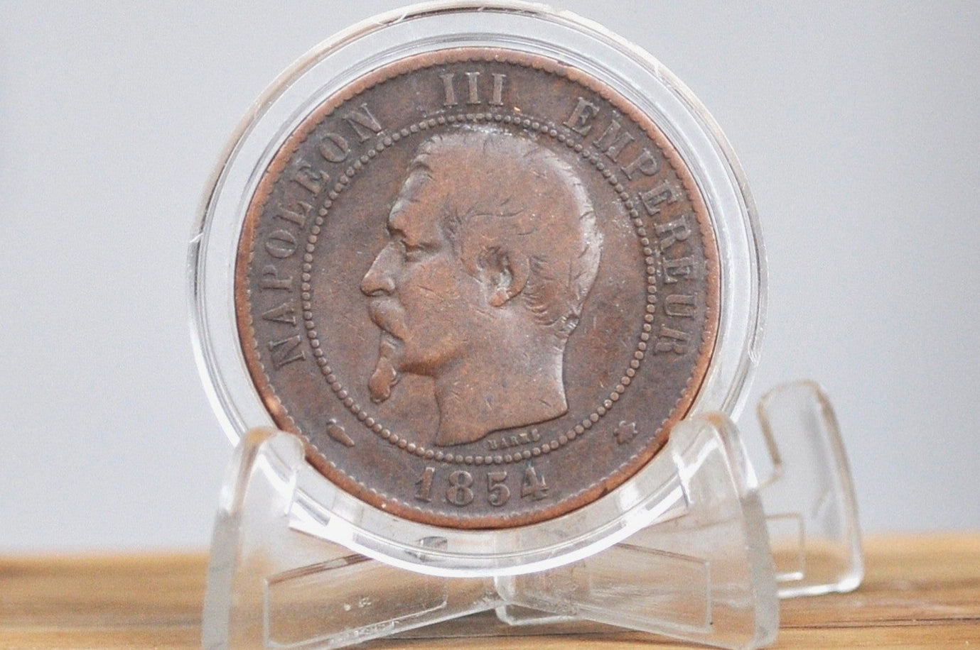 1854 French 10 Centimes Coin-  Dix Centimes 1854 BB France - Great Condition - Napoleon III - Great Old Coin from France Coin 1854 - Strasburg Mint -