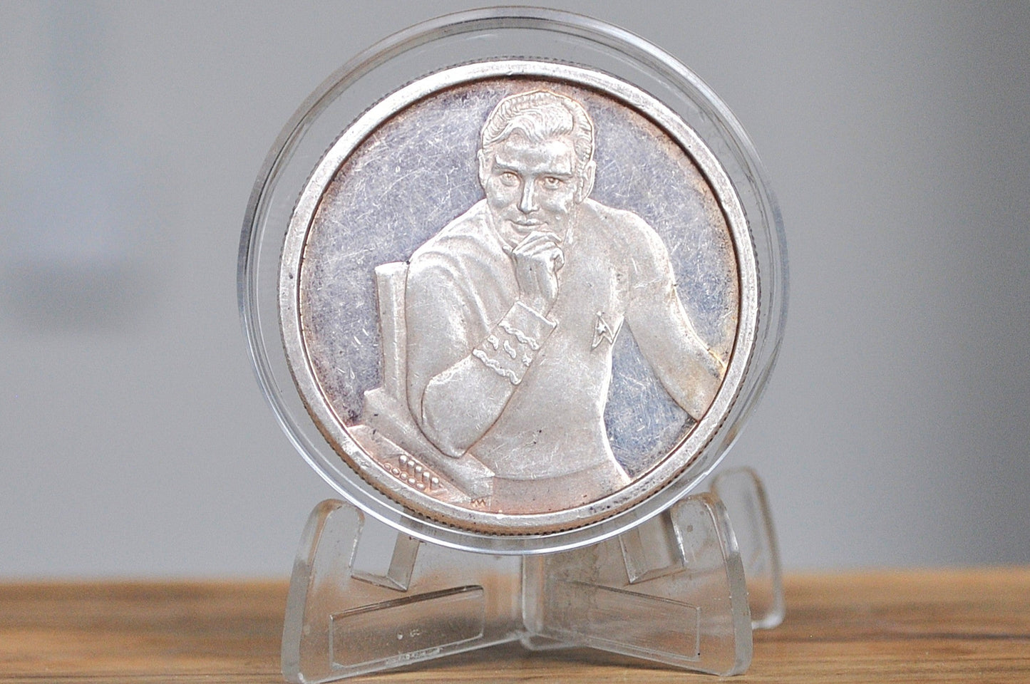 1989 Silver Proof Star Trek Captain Kirk Token - Great Condition - TV History and Nerdy Gift -