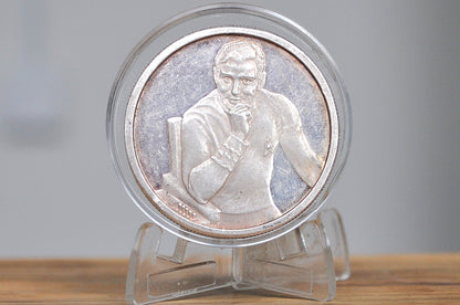 1989 Silver Proof Star Trek Captain Kirk Token - Great Condition - TV History and Nerdy Gift -