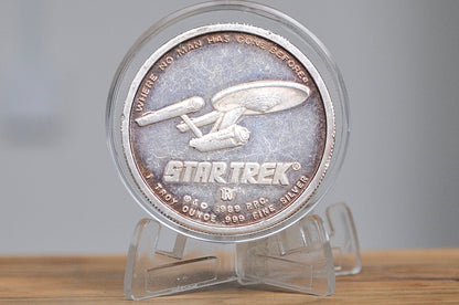 1989 Silver Proof Star Trek Captain Kirk Token - Great Condition - TV History and Nerdy Gift -