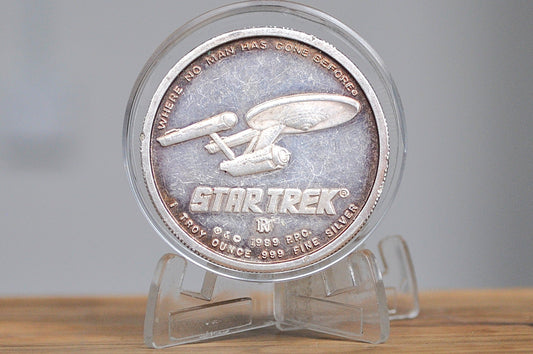 1989 Silver Proof Star Trek Captain Kirk Token - Great Condition - TV History and Nerdy Gift -