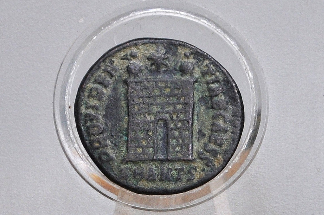 Constantine II 325-326 AE, RIC VII Antioch Mint 65 Roman Follis - Campgate, 10 layer, SMANTS Reverse - Ancient Coins - Great Condition -