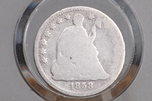 1858 Half Dime - Good - 1858 Seated Liberty Half Dime - Early American Coin - 1858 Silver Half Dime Liberty Seated 1858
